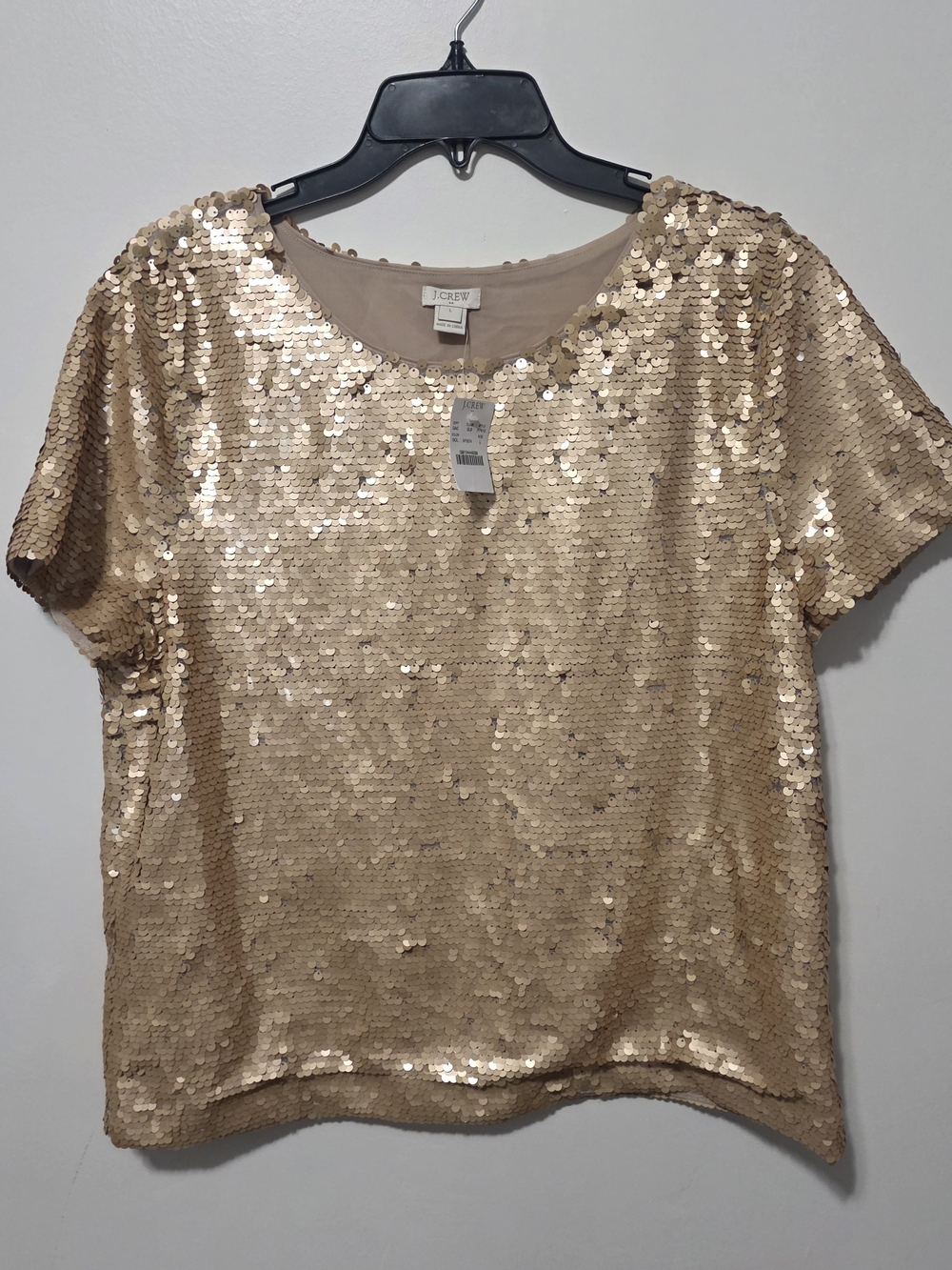 J. Crew Gold Sequin Short Sleeve Top